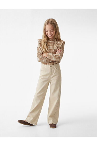 Koton Pantaloni largi din bumbac cu detaliu de buzunar