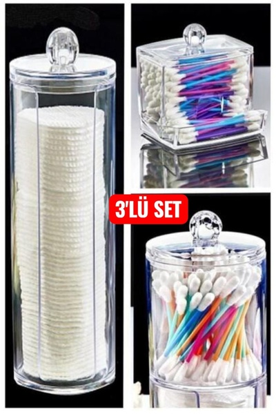 eklips Pamuk-Kulak Çubuğu Düzenleyici ve Makyaj Organizeri 3'lü Set