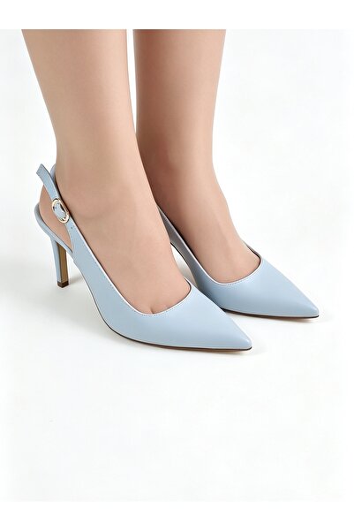 Elda Style Bebe Mavisi Arkası Açık Stiletto 8.5 cm Topuk – Zarif & Rahat Günl...