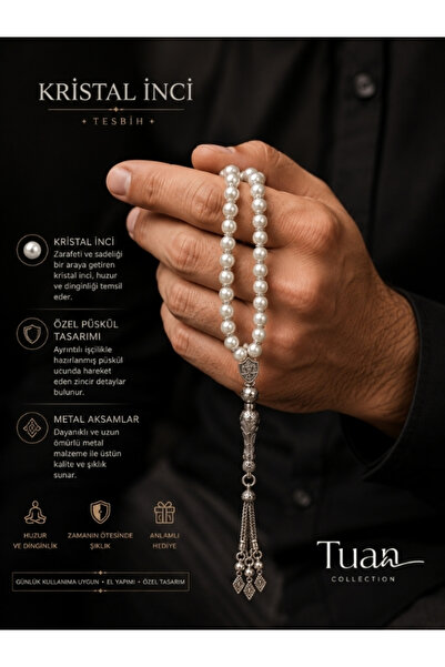 Tuana Trend Shiny Crystal Pearl Prayer Beads Sphere Cut 8mm Prayer Beads Spec...
