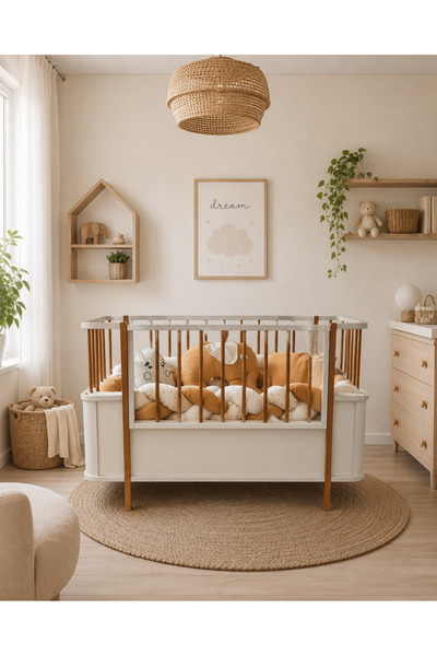 Koza Bohem %100 MDF Ahşap Beyaz 80x130 cm ( 80x180 cm ) Büyüyen Beşik Karyola...