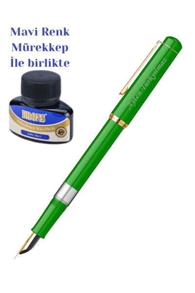Personalized Name Fountain Pen Green Gift Wrapped Lifetime Granted Ink Gift