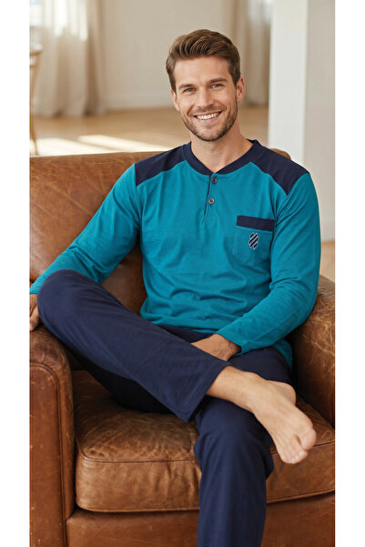 ŞİPKA SET PIJAMA BĂRBAȚI 100% BUMBAC SUPERIOR CU BUZUUNAR 955