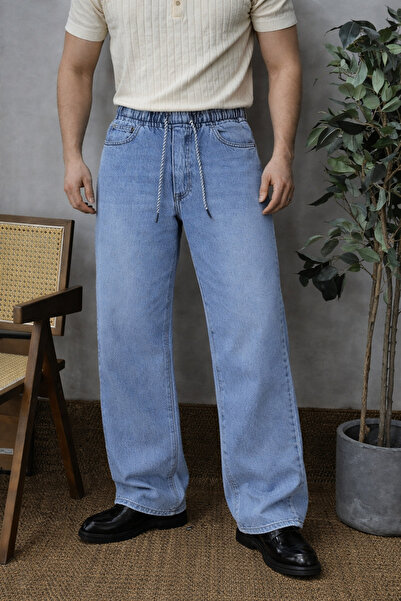 DAMGA JEANS Men's Blue Baggy Jeans with Elastic Waist