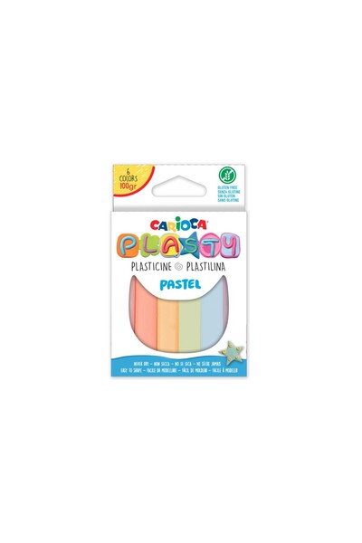carioca Plastilina 6 culori pastelate, nu se usucă, plastică, 100 g