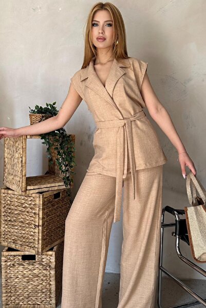 Angel Mia Sofia Vest Suit Beige