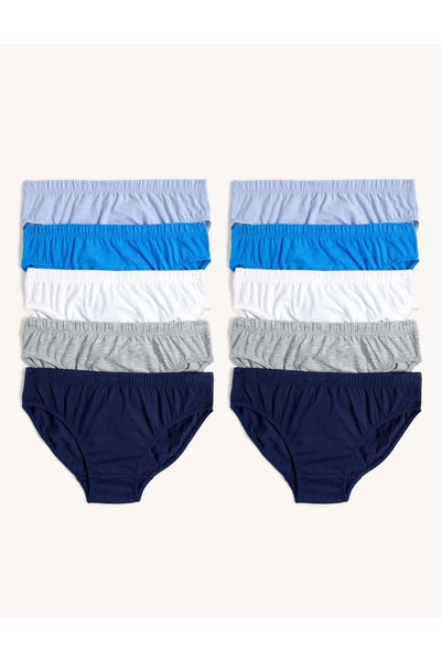 Marks & Spencer Saf Pamuklu 10'lu Brief Külot (2-14 Yaş)