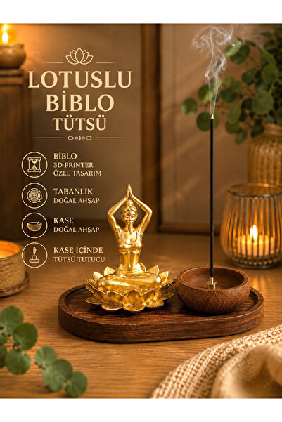 Prusias Wood Dekoratif Lotus Biblo Tütsü Standı – Doğal Ahşap Tasarım