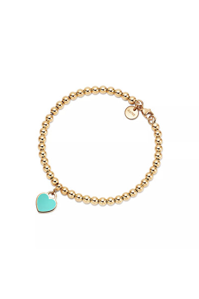 Tiffany&Co سوار تيفاني على شكل قلب مزين بالمينا والخرز 4 مم
