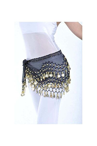 Arabest Belly Dance Hip Scarf, Chiffon Dangling 128 Gold & Silver Coins Waist...