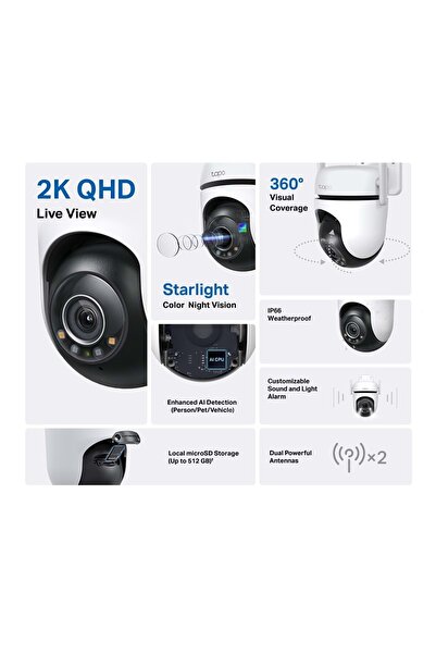 TP-LINK Tapo C520WS 2K QHD Gece Görüşlü 512GB Micro SD Destekli Wi-Fi Kamera