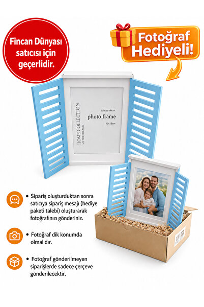 Nobbystar Ahşap Mavi Pencereli Beyaz Dekoratif Fotoğraf Çerçevesi - 13x18 Fot...