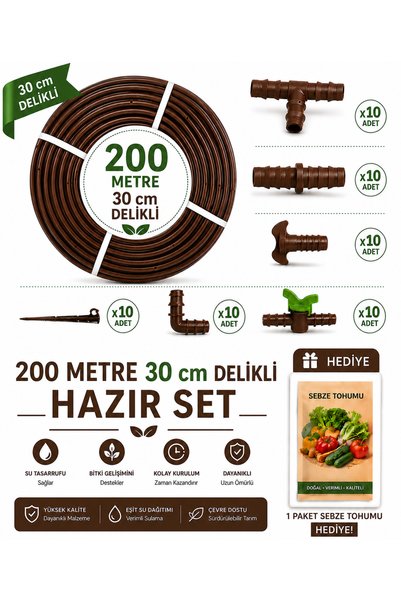 LİFE Drip Damla Sulama Seti 200 M Delikli 30 Cm
