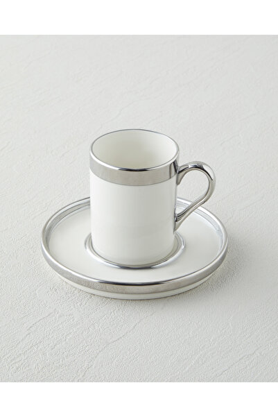 English Home Harmony Silver Porselen Tek Kişilik Kahve Sunum Seti 100 ml Beyaz-Silver
