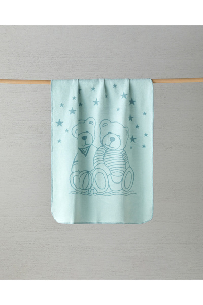 English Home Glowing Bears Pamuklu Bebe Battaniye 100x120 cm Seledon