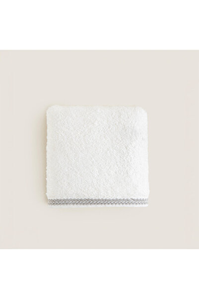 Chakra Prosop de mână din bambus cu model spic de pește 30X50 cm alb