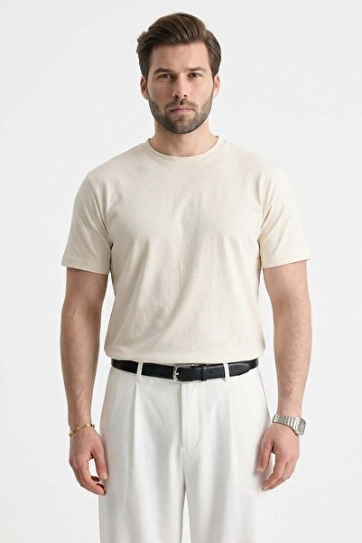 Madmext Ανδρικό T-Shirt Ecru Regular Fit Basic 6131