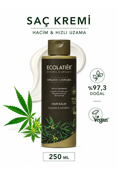 ECOLATIER Saç Bakım Kremi 250 ml Organik Kenevir Hacim ve Hızlı Uzama Besleyi...