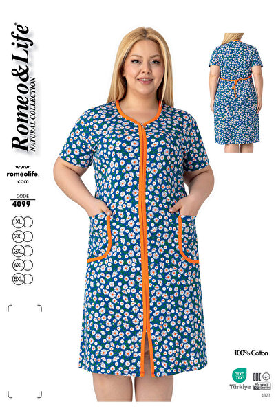 ROMEO LİFE Women's Plus Size 100% Cotton Combed Fabric Zipper Summer Dress / ...