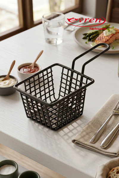 Evren Mini Servis Sepeti 10x8 Cm, Horeca Patates ve Atıştırmalık Sunum Sepeti...