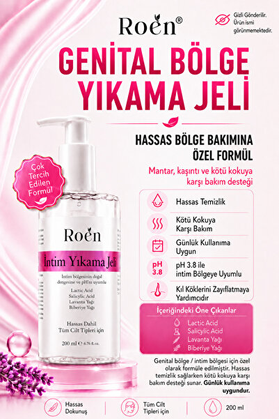 Roen İntim Yıkama Jeli Genital Bölge Temizleyici, Koku, Mantar, Kasıntı ph 3....