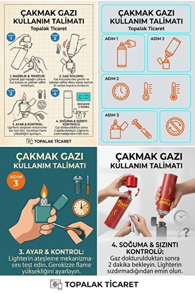TOPALAKTİCARET Flash Çakmak Gazı 1 Adet Tüm Çakmaklar Için