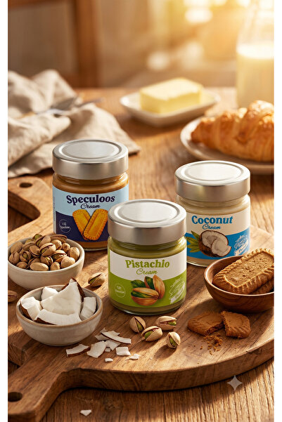 Frapella Hindistan Cevizi Kreması, Antep Fıstık Kreması, Bisküvi Kreması 3 Adet x 220 Gr.