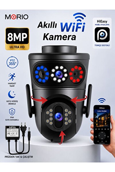 Ventus 360 Dönebilen Kablosuz Wifi Dual Lens Kamera Speed Dome 8MP Fullhd Gec...