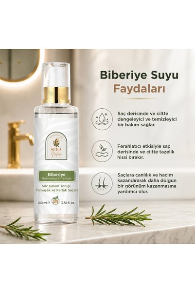 Sera Natura Saf Biberiye Suyu Saç Bakım Toniği 100 ml – %100 Saf, Doğal Saç Güçlendirici ve Canlandırıcı