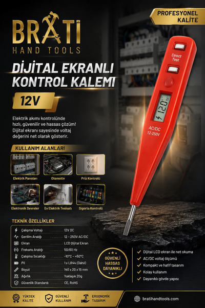 BRATİ HAND TOOLS Digital Display Control Pen 12 V