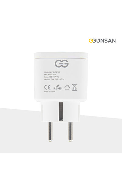 Günsan Wi-Fi Kontrollü Akıllı Priz 16A Tuya & Smart Life Destekli