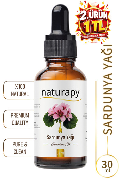 NATURAPY زيت الجيرانيوم (زيت عطري) 30 مل زجاجة زجاجية مع قطارة