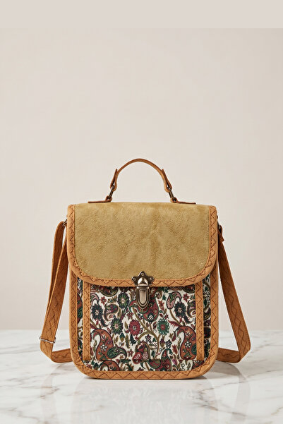 Eva Çanta Vintage Kadın Çantası - Haki Süet ve Kilim Dokuma Detaylı – El ve O...