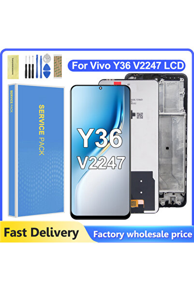 Choice1 شاشة LCD سوداء مع إطار لهاتف Y36 4G V2247، مجموعة شاشة لمس بديلة - شا...