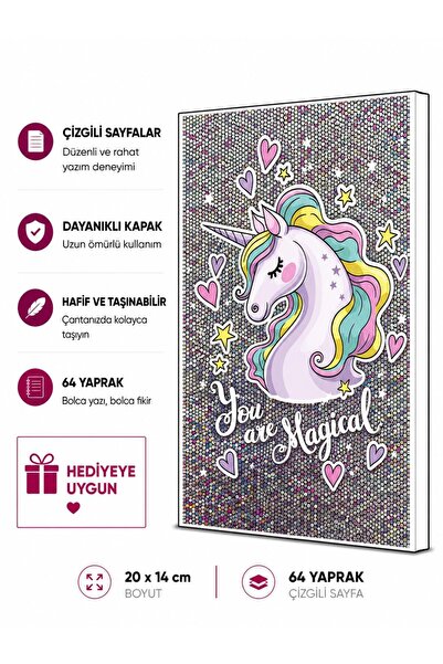 4nio TAMNOSIVA MAGIČNA JEDNOROGA SREBRNA NOTEBOOK