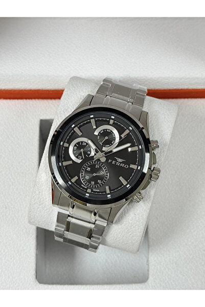 FERRO Silver steel band men's wristwatch fm43047a-j2 functions active waterpr...