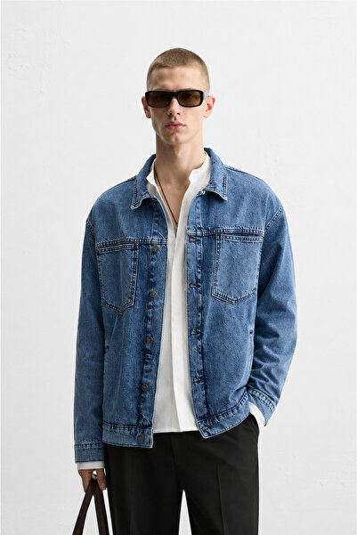 BARRELS AND OIL Regular Fit Denim Men's Jacket - Blue Snow Y.