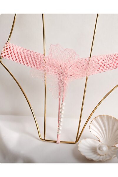 G&H UNDERWEAR String tanga gaćice sa perlama boje lososa