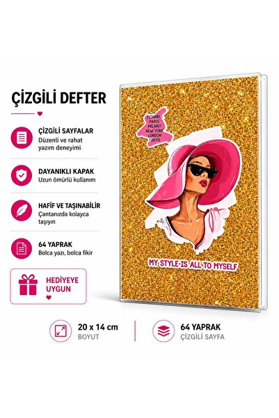 4nio Sa šljokicama sveske sa ružičasto-žutim šeširima