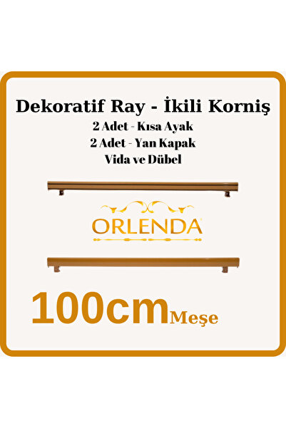 Orlenda Dekoratif Ray - İkili Korniş - İki Kanallı Alüminyum Ray - Perde Kornişi