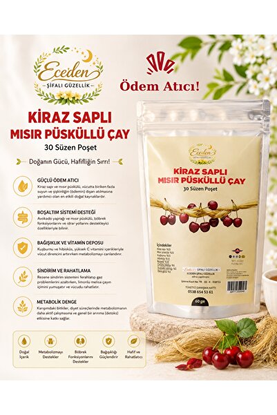 Eceden Şifalı Güzellik Kiraz Saplı & Mısır Püsküllü Çay, Ödem, Kilo Verme 30'...