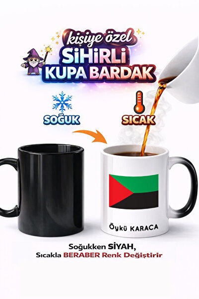 Kirbi Reklam كوب سحري من البورسلين مطبوع عليه علم مارتينيك، هدية رائعة