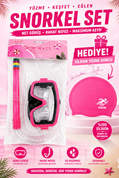 Janva Deniz Havuz Yüzme Seti Gözlük ve Snorkel Seti Bone Hediyeli (3 Parça)