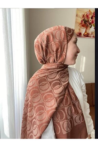 Nazellaa Halka Desen Naina Shiny Cotton Shawl - Copper