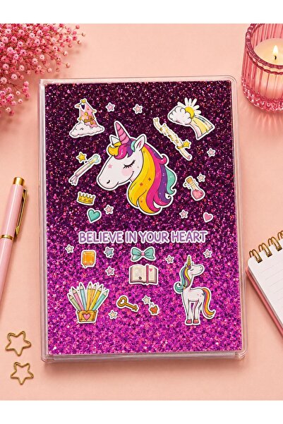 4nio Caiet de note cu unicorn mov argintiu