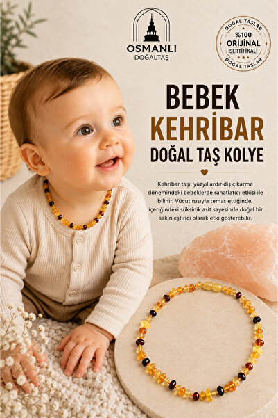 OSMANLI DOĞAL TAŞ Sertifikalı Bebek Kehribar Doğal Taş Kolye