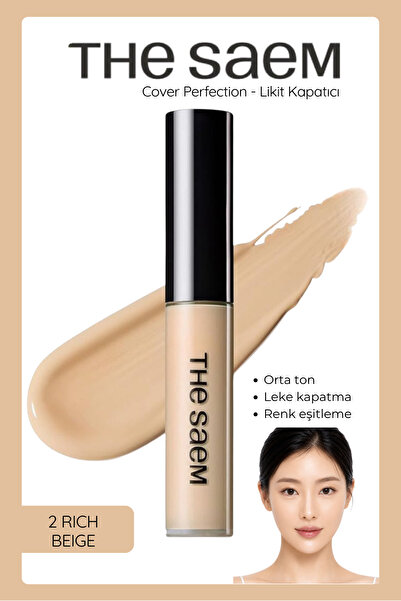 THE SAEM Uzun Süre Kalıcı Likit Kapatıcı Cover Perfection Tip Concealer - Ric...