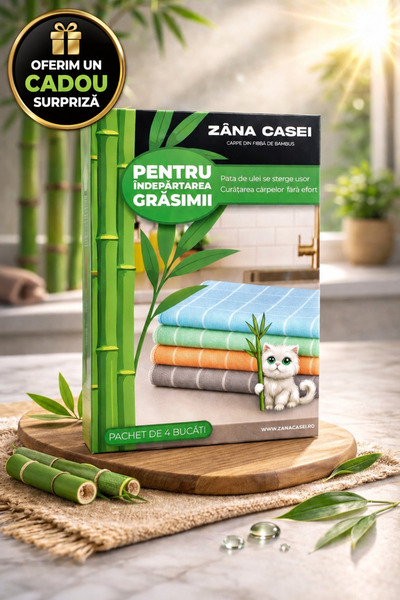 ZanaCasei Set de 4 lavete magice din fibră de bambus + CADOU SURPRIZA
