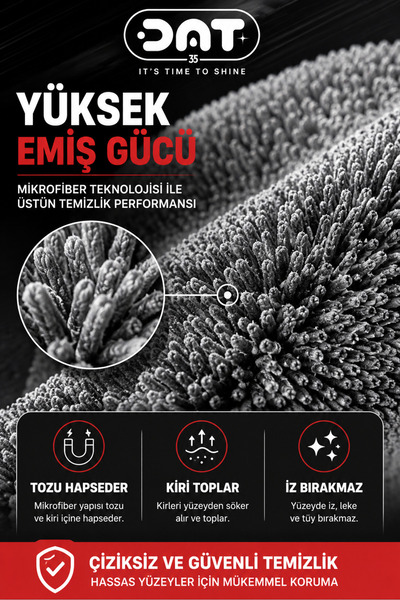 DAT35 Gri Mikrofiber Oto Yıkama Eldiveni Kaporta Araba Detay Temizlik Arac Bakım Eldiveni