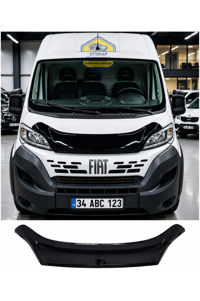 UmTech Fiat Ducato 2014-2025 Kaput Rüzgarlığı Koruyucu Siyah Kaput Koruma Aks...